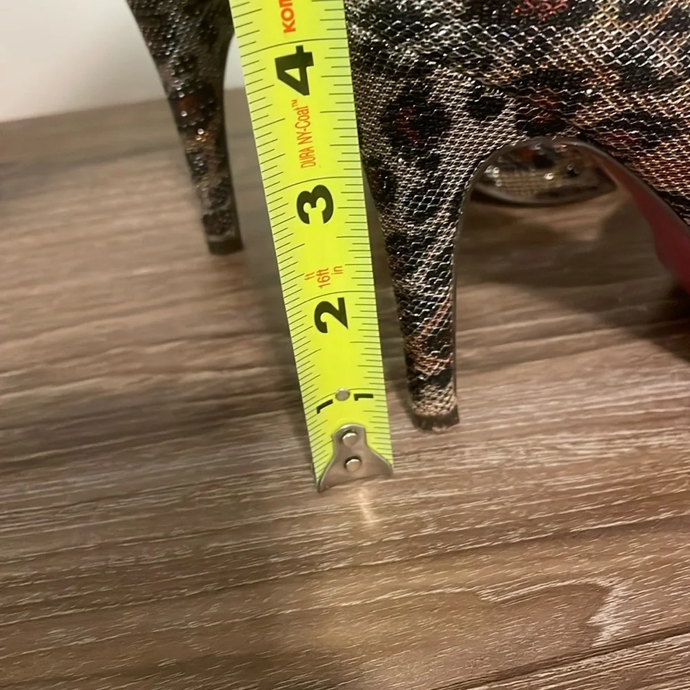 Paris Hilton Heels Size 8M Animal Print Metallic Shimmer - Picture 9 of 11